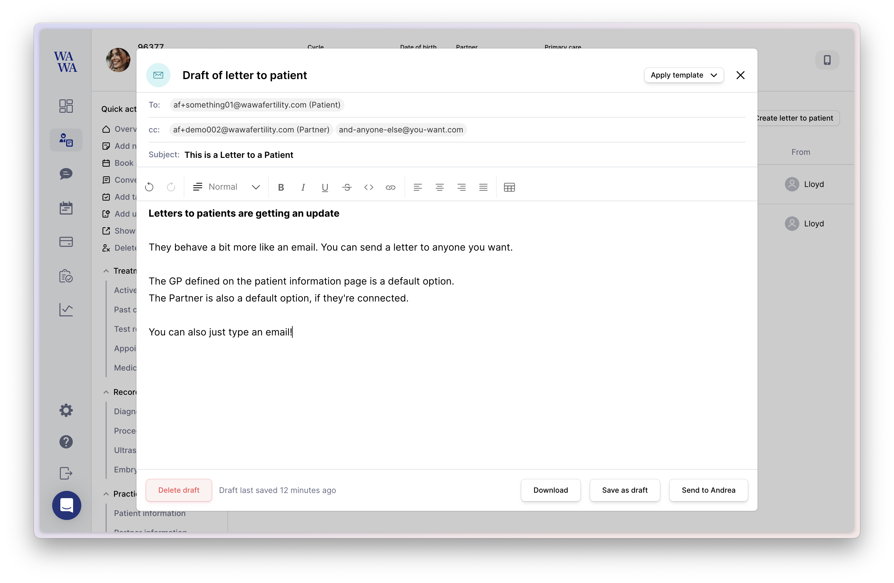 Send letters to any email address