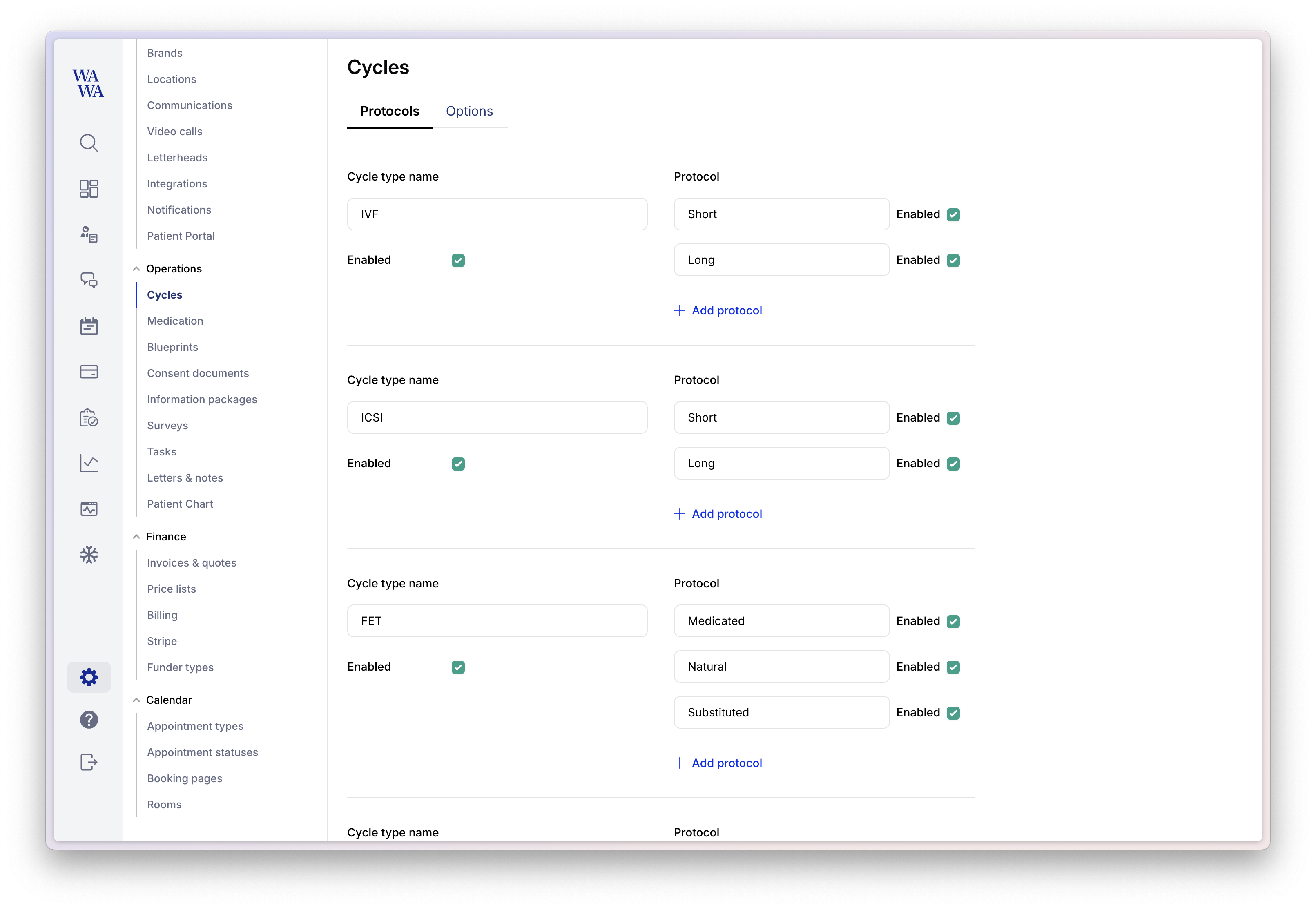 Customise your cycle types